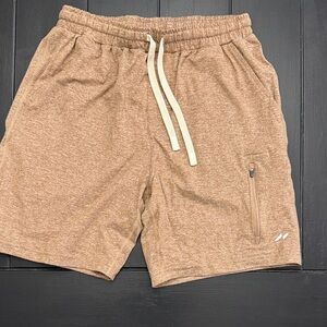 Tan Athletic Shorts with Zipper Pocket